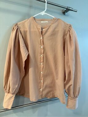 Doen  Puff-Sleeve Button-Front Top size small